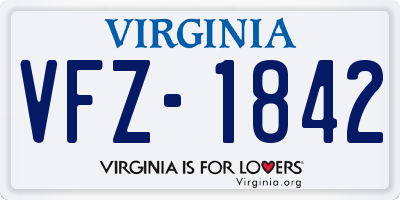 VA license plate VFZ1842