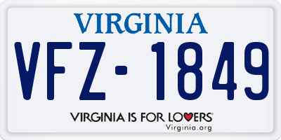 VA license plate VFZ1849