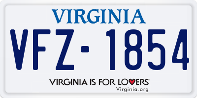 VA license plate VFZ1854