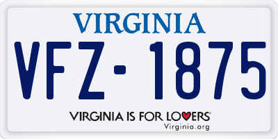 VA license plate VFZ1875