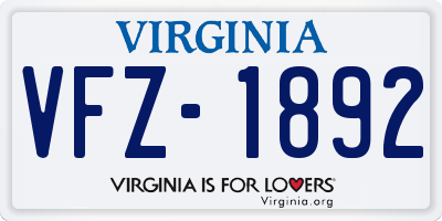 VA license plate VFZ1892