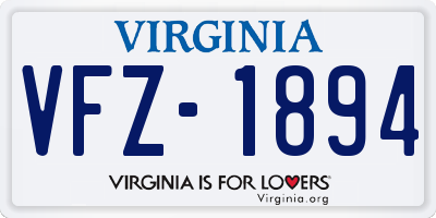 VA license plate VFZ1894