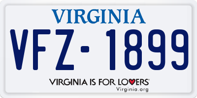 VA license plate VFZ1899