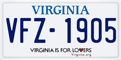 VA license plate VFZ1905