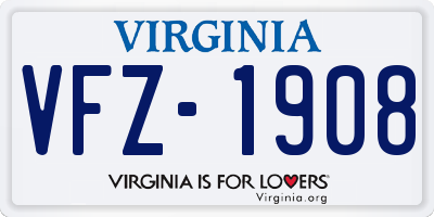 VA license plate VFZ1908