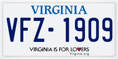 VA license plate VFZ1909