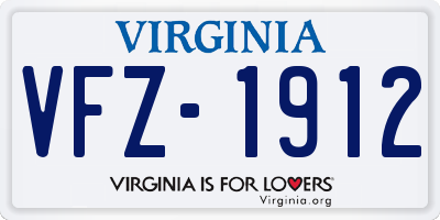 VA license plate VFZ1912