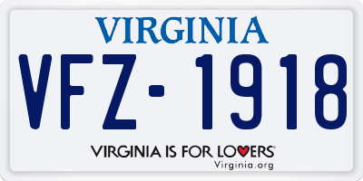 VA license plate VFZ1918