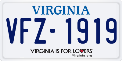 VA license plate VFZ1919