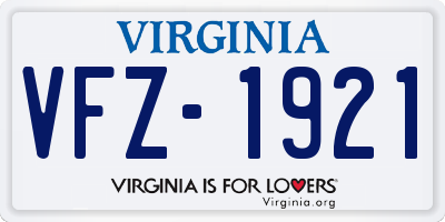 VA license plate VFZ1921
