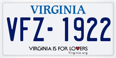 VA license plate VFZ1922
