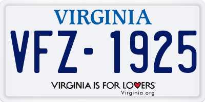VA license plate VFZ1925