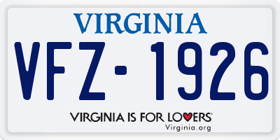 VA license plate VFZ1926