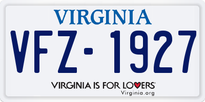 VA license plate VFZ1927