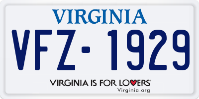VA license plate VFZ1929