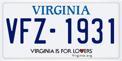 VA license plate VFZ1931