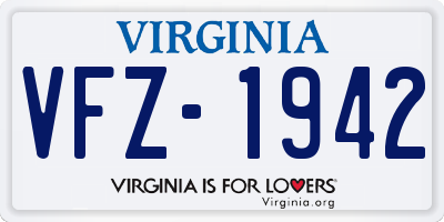 VA license plate VFZ1942