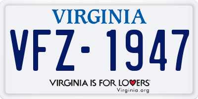 VA license plate VFZ1947