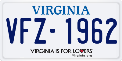 VA license plate VFZ1962