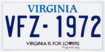VA license plate VFZ1972