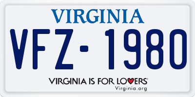 VA license plate VFZ1980