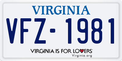 VA license plate VFZ1981