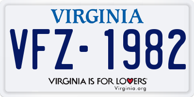 VA license plate VFZ1982
