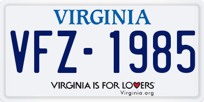 VA license plate VFZ1985