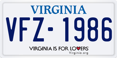 VA license plate VFZ1986