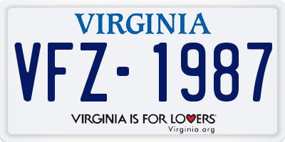 VA license plate VFZ1987