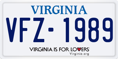 VA license plate VFZ1989