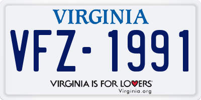 VA license plate VFZ1991