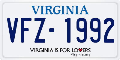 VA license plate VFZ1992