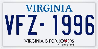 VA license plate VFZ1996