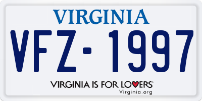 VA license plate VFZ1997
