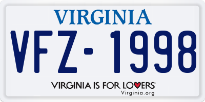 VA license plate VFZ1998