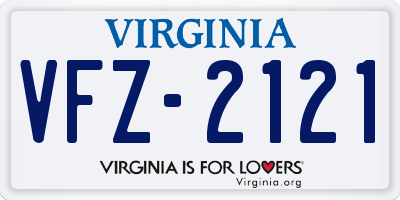 VA license plate VFZ2121