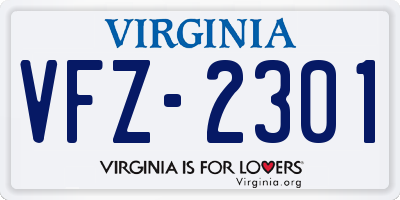 VA license plate VFZ2301