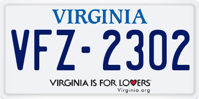 VA license plate VFZ2302