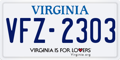 VA license plate VFZ2303