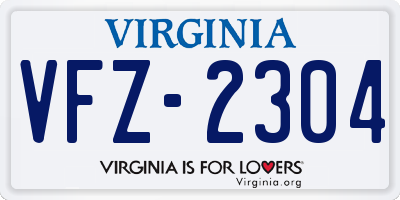 VA license plate VFZ2304