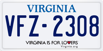 VA license plate VFZ2308