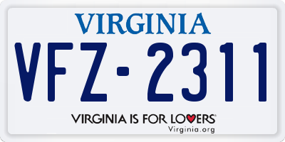 VA license plate VFZ2311