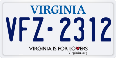 VA license plate VFZ2312