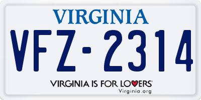 VA license plate VFZ2314