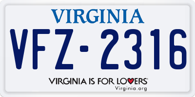VA license plate VFZ2316