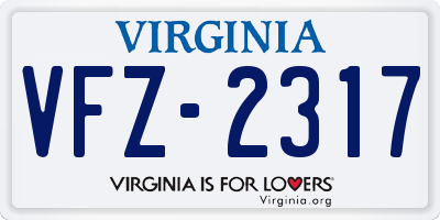 VA license plate VFZ2317