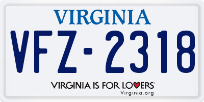 VA license plate VFZ2318