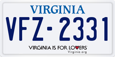 VA license plate VFZ2331