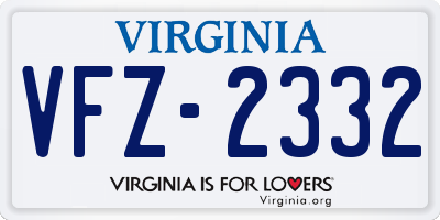 VA license plate VFZ2332